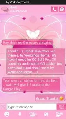 GO SMS Pro Theme Romantic android App screenshot 2